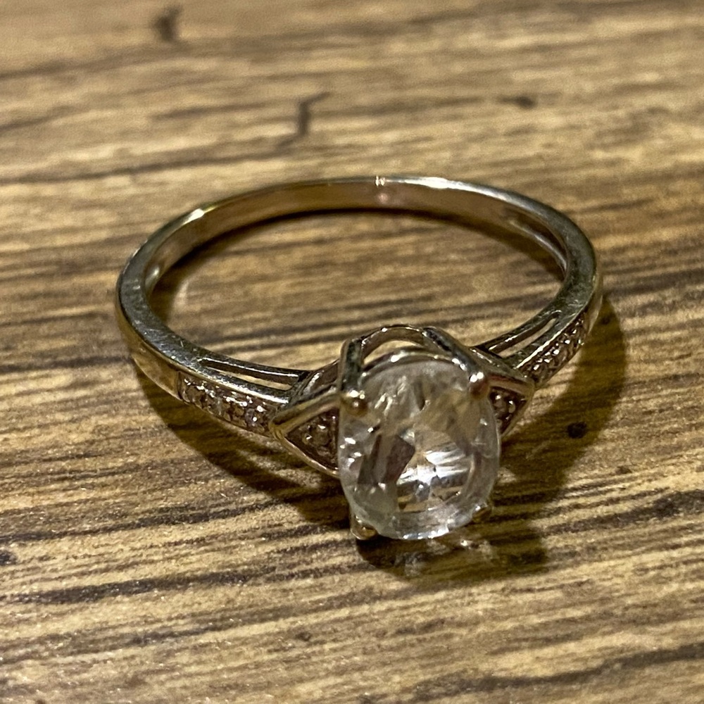COPY - White Gold Diamond Green Amethyst Engagement Ring